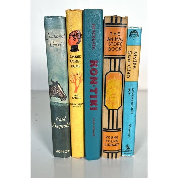 Vintage Book Lot Of 5 Children’s Kids Hardcover Prop Decor Animals Colorful - Picture 1 of 8